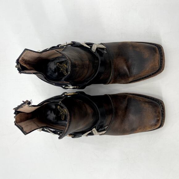 Freebird Truce brown Leather Buckle Distressed Booties - Picture 6 of 10